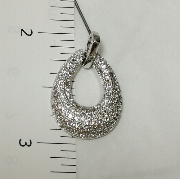 CZ Pave drop hoop earrings in silver 🆕 - Picture 4 of 8